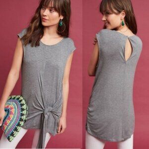 Anthropologie‎ Tie Front Grey Tunic Top Vanessa Viginia Dayla Size Small Boho S
